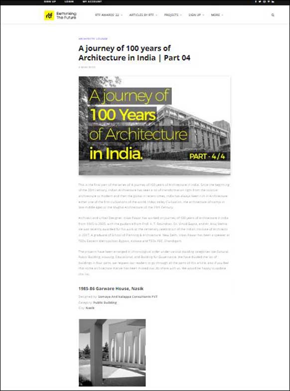 A Journey of 100 years of Architecture in India - Rethinking the  Future